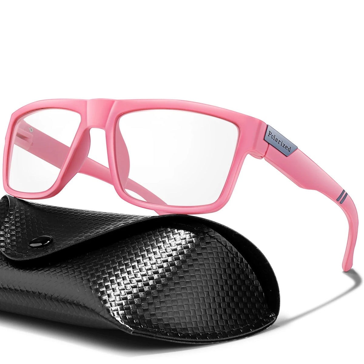 Photochrome Sonnenbrille mit PU-Etui, Vintage-Vollrahmen mit eckiger Form