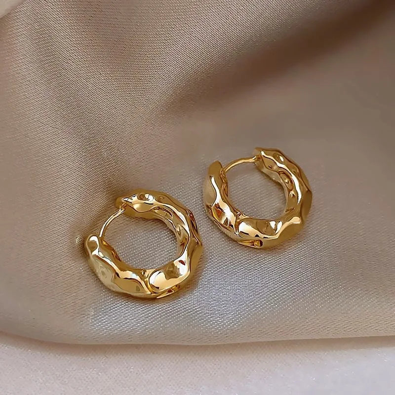 Stainless Steel Smooth Metal Chunky Hoop Earrings For Women Girls Fashion Round Circle Hoops Statement Earrings Punk Jewelry