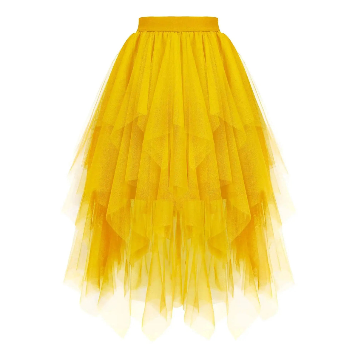 Falda midi de tul con volantes para fiestas