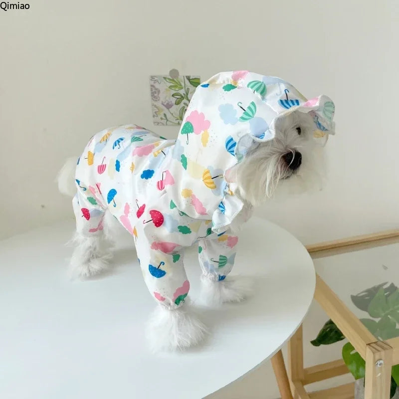 Waterproof pet raincoat puppy dog four legs inclusive teddy clothes small dog Bichon Hiromi poncho spring and summer rainy days