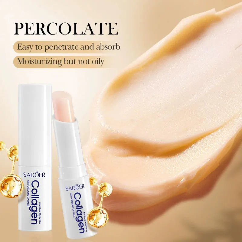 SADOER Collagen Anti-Cracked Lip Balm Lasting Nourishment and Moisture for Men and Women Daily Care Collagen Lip Balm Lip Care
