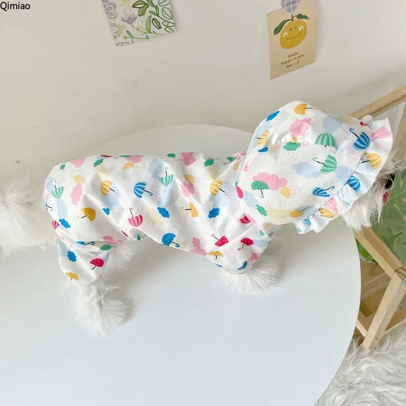 Waterproof pet raincoat puppy dog four legs inclusive teddy clothes small dog Bichon Hiromi poncho spring and summer rainy days