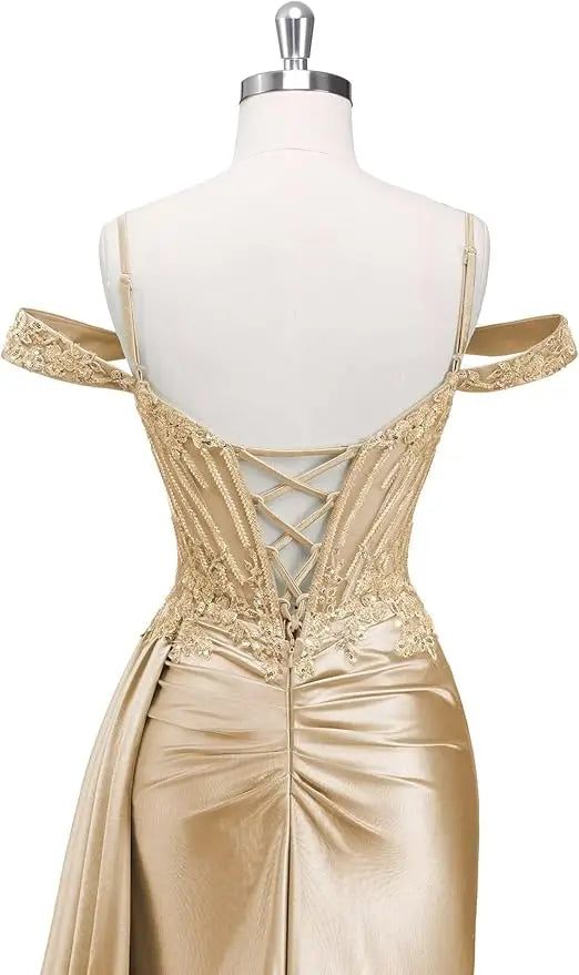 Red Off Shoulder Sexy Prom Dresses Champagne Sweetheart Beaded Formal Evening Party Gowns High Side Slit Corset 2026 Customized