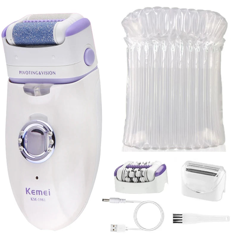 Depilador Elétrico Feminino Kemei 3 em 1