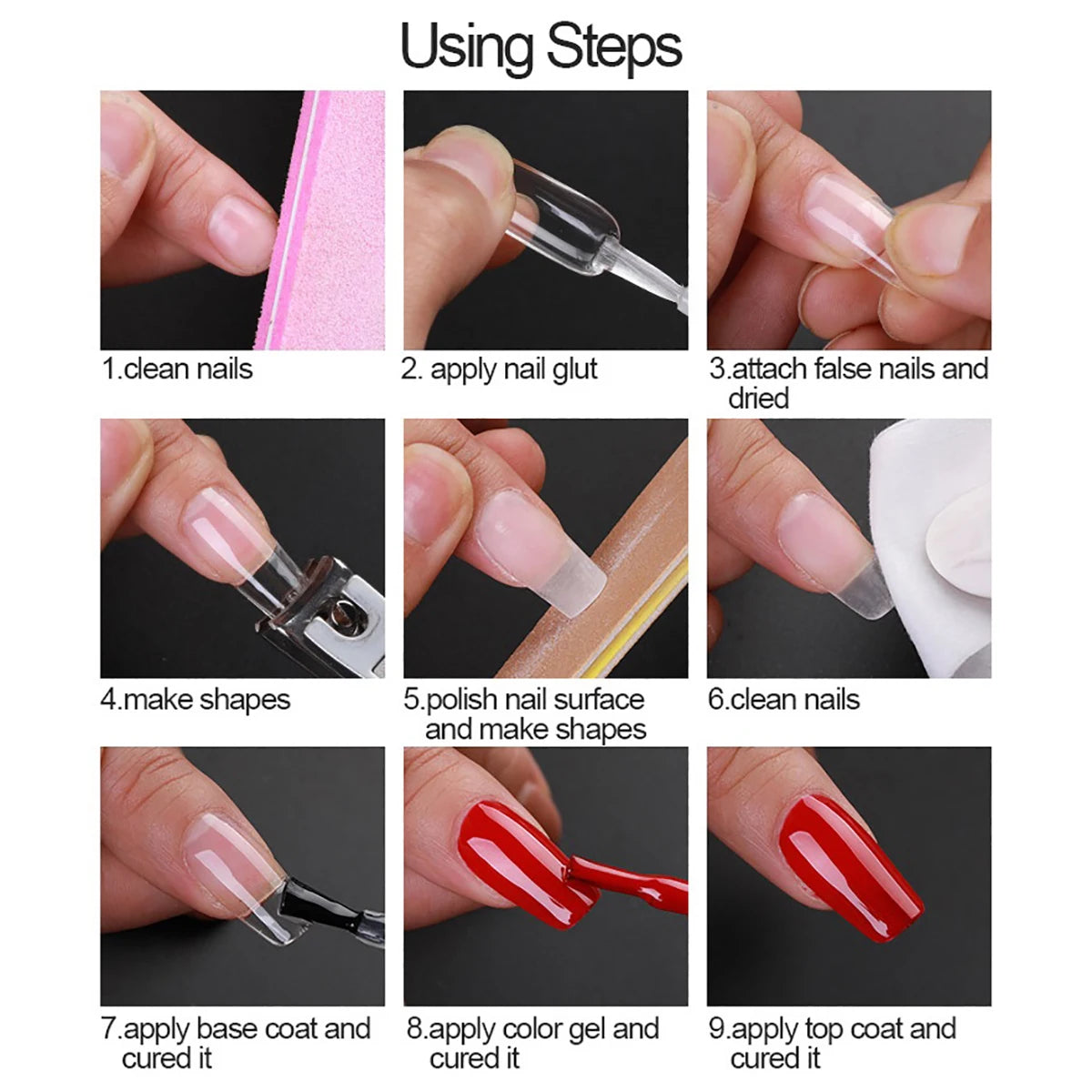 550pcs Coffin Almond Soft Gel Nail Tips False Half Cover Press On Acrylic Nails 11Sizes Fake Nails DIY Manicure Extension Tools