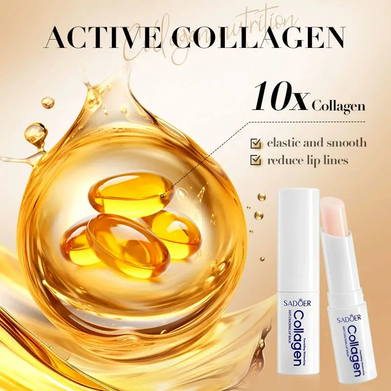 SADOER Collagen Anti-Cracked Lip Balm Lasting Nourishment and Moisture for Men and Women Daily Care Collagen Lip Balm Lip Care