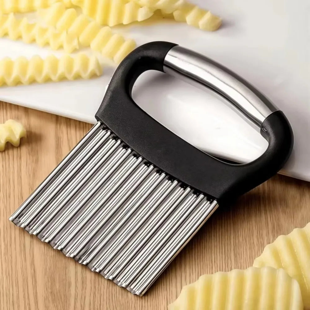Practical Manual Wave Potato Cutter Sharp Hard Wavy Chopper Stainless Steel Crinkle Cutter Fast Food Restaurant