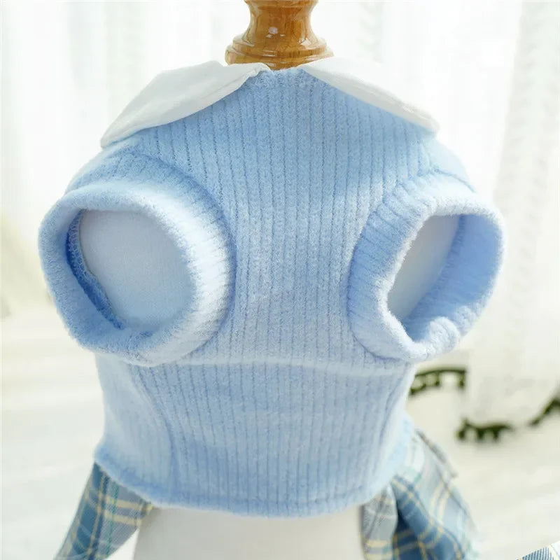 College Style Cute Pet Clothing Cats Dress for Small Dogs Cats Plaid Skirt Spring Clothes Cat Chihuahua Teddy Yorkshire Costume