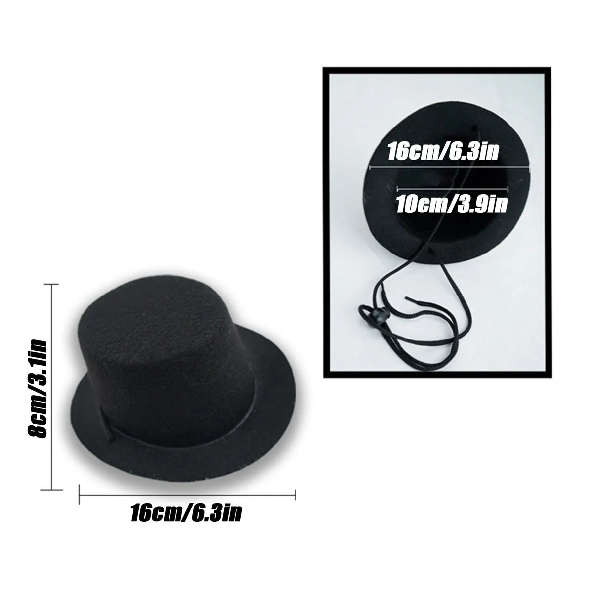 Pet Top Hat Gentleman Costume Accessory Adjustable Black Formal Party Cosplay Headwear for Dogs Cats and Small Animals