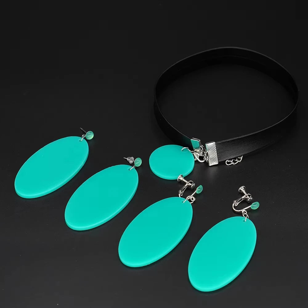 Anime DAN DA DAN Momo Ayase Cosplay Earring Green Earstuds Earclips Earwear Eardrop Women Jewelry Accessories Prop