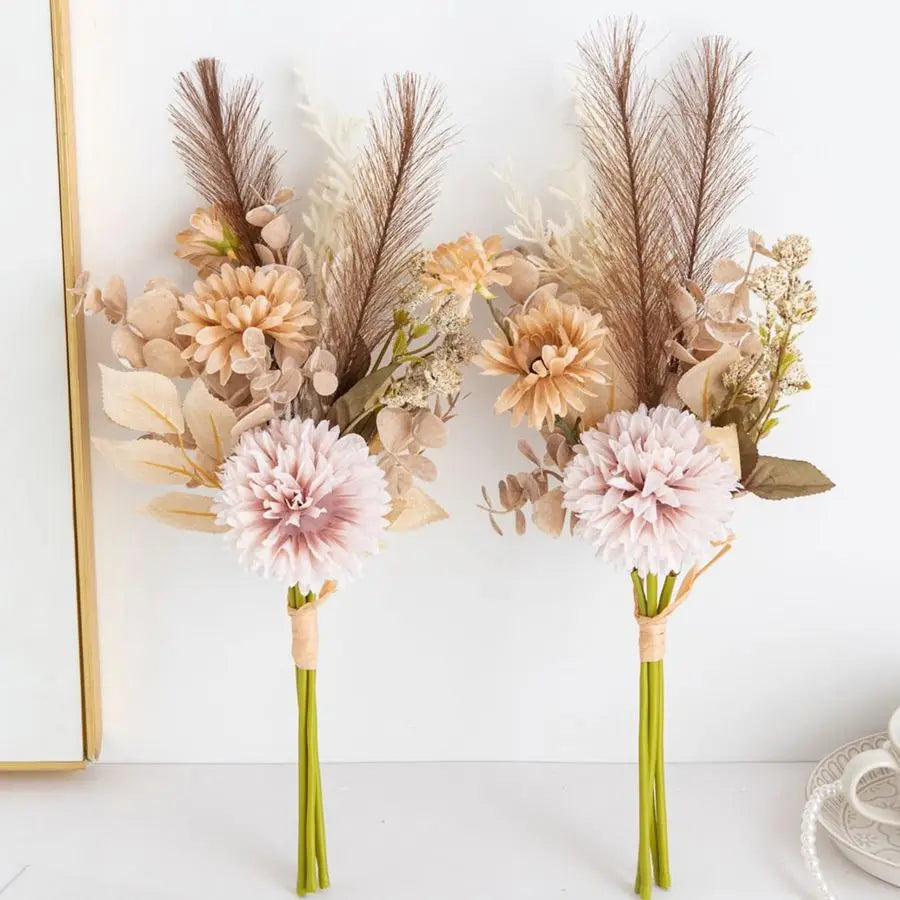 Artificial Flowers Silk Ditch Reed Chrysanthemum Wedding Bridal Bouquet Diy Gifts Home Vase Festival Outdoor Garden Arch Decora
