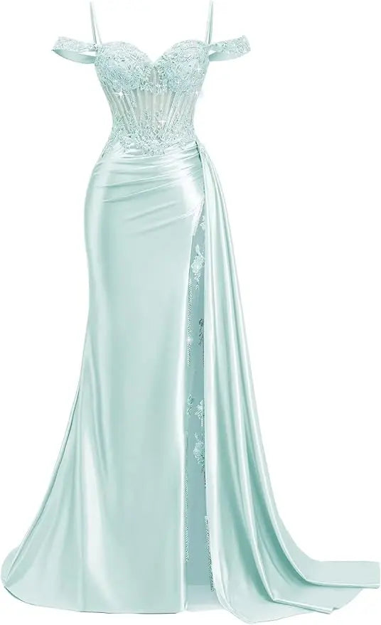 Red Off Shoulder Sexy Prom Dresses Champagne Sweetheart Beaded Formal Evening Party Gowns High Side Slit Corset 2026 Customized