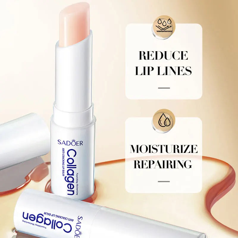 SADOER Collagen Anti-Cracked Lip Balm Lasting Nourishment and Moisture for Men and Women Daily Care Collagen Lip Balm Lip Care
