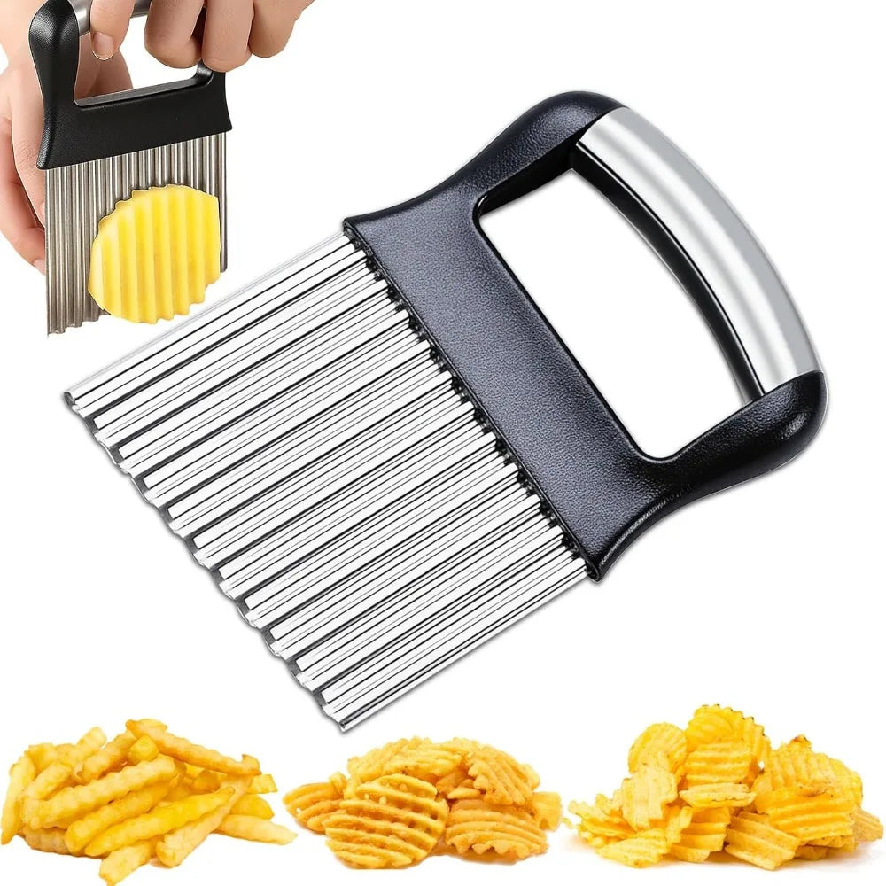 Practical Manual Wave Potato Cutter Sharp Hard Wavy Chopper Stainless Steel Crinkle Cutter Fast Food Restaurant