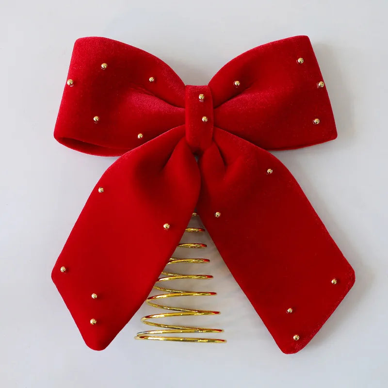 Wine Red Velvet Christmas Tree Topper Star Ornament Bow Tree Top Star Table Decoration